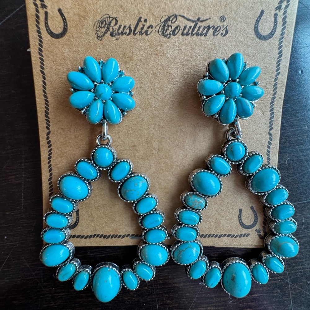 NWT! Turquoise Earrings - Western Cowgirl Statement Earrings